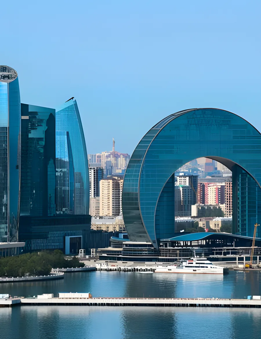 Baku, capital do Azerbaijão, à beira do Mar Cáspio
