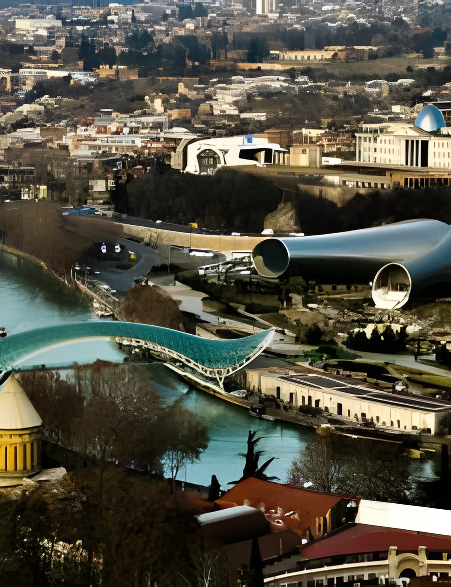 Tbilisi, capital da Geórgia, e a Ponte da Paz