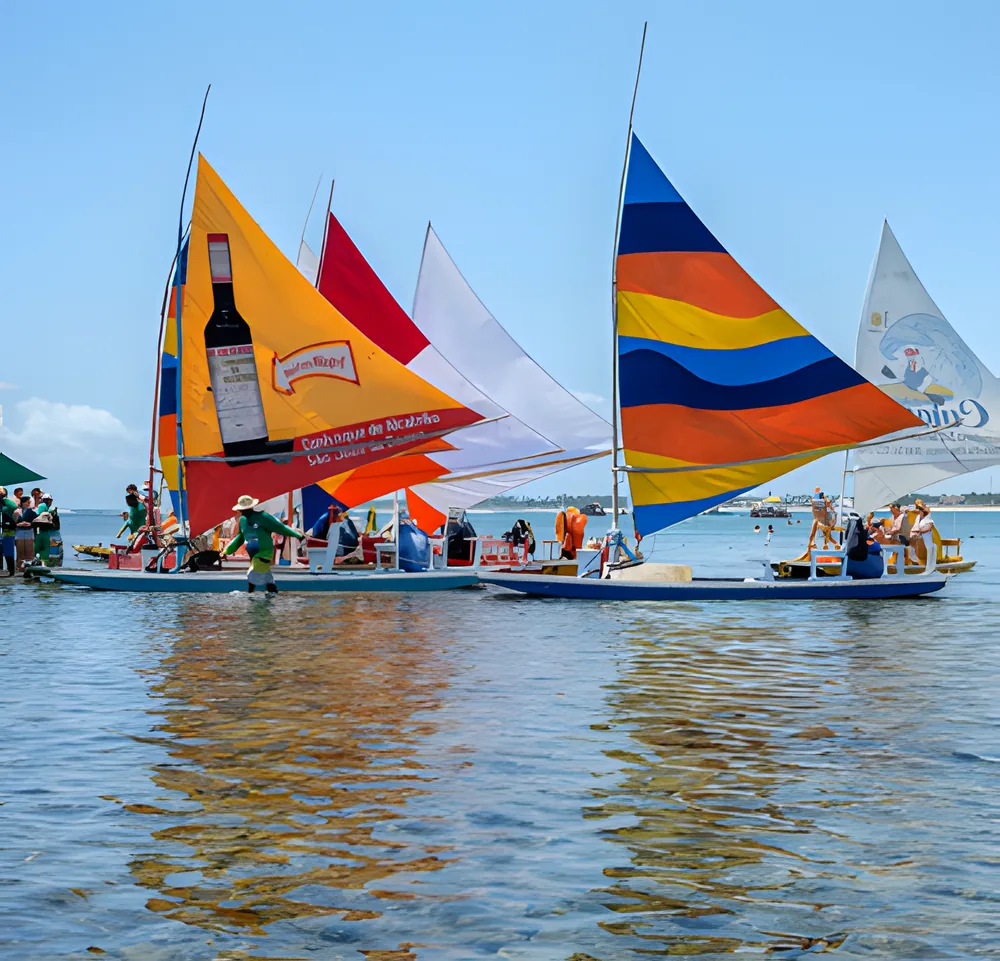 Jangadas coloridas em Porto de Galinhas